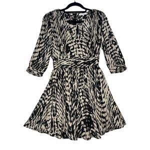 Sandro Silky Animal Print Studded 3/4 Sleeve Party Dress Glam Rocker Edgy sz 2